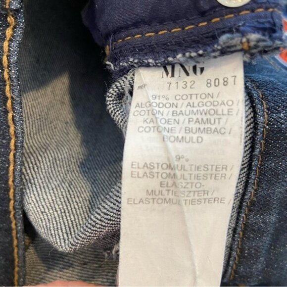 Mango jeans Donna dark blue stretch denim brown stitches straight leg mid rise 8 - Picture 7 of 10